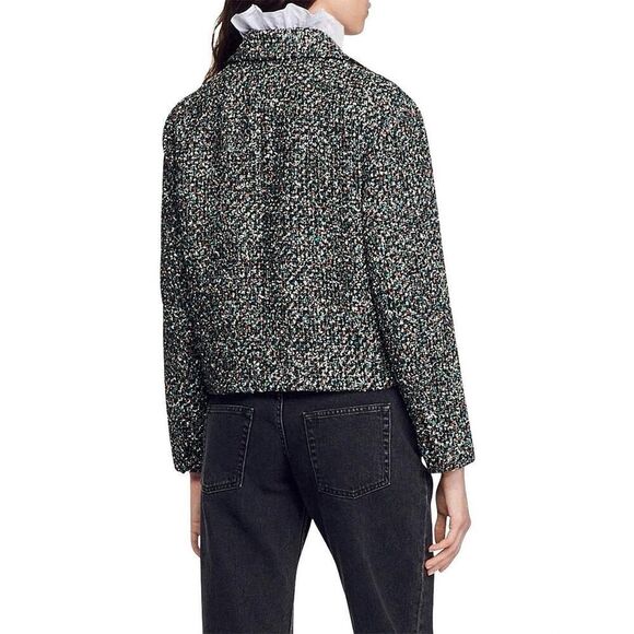 SANDRO PARIS ZAZIE SUIT BLAZER CROP TWEED SZ 40 ( US 8 ) - Picture 5 of 14